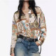 Amber Patchwork Floral Printed Long Sleeve Blouse