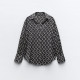 Piper Black Geometric Collared Neckline Long Sleeve Blouse Piper Black Geometric Collared Neckline Long Sleeve Blouse