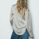 Piper Silver Geometric Collared Neckline Long Sleeve Blouse Piper Silver Geometric Collared Neckline Long Sleeve Blouse