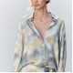 Imaan Soft Green Grey Silk Satin Tie-Dye Long Sleeve Blouse Imaan Soft Green Grey Silk Satin Tie-Dye Long Sleeve Blouse