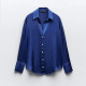 Imaan Soft Blue Satin Silk Long Sleeve Blouse Imaan Soft Blue Satin Silk Long Sleeve Blouse