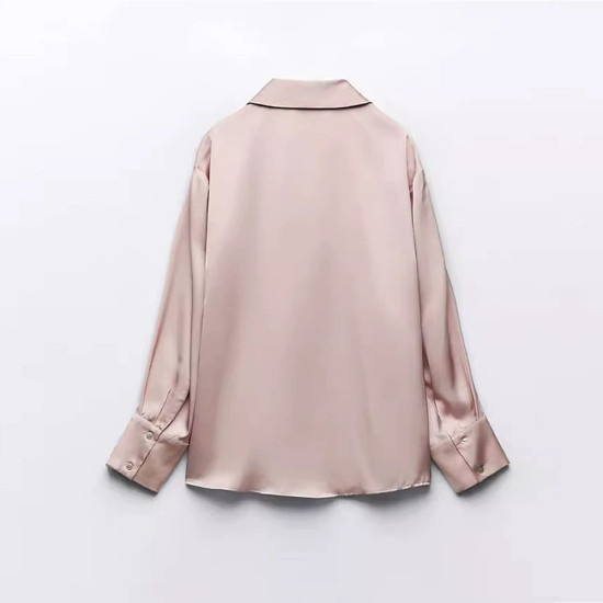 Imaan Soft Pink Satin Silk Long Sleeve Blouse Imaan Soft Pink Satin Silk Long Sleeve Blouse