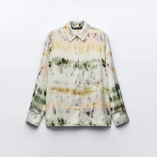 Delisha Tie-Dye Green Hue Long Sleeve Blouse Delisha Tie-Dye Green Hue Long Sleeve Blouse