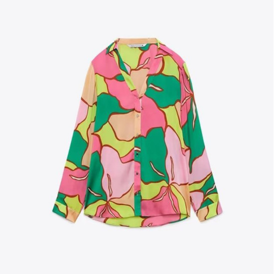 Ivy Vintage Silky Pink Colour Printed Long Sleeve Blouse Ivy Vintage Silky Pink Colour Printed Long Sleeve Blouse