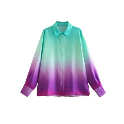 Fiona Dual-Tone Tie-Dye Turquois Purple Blouse