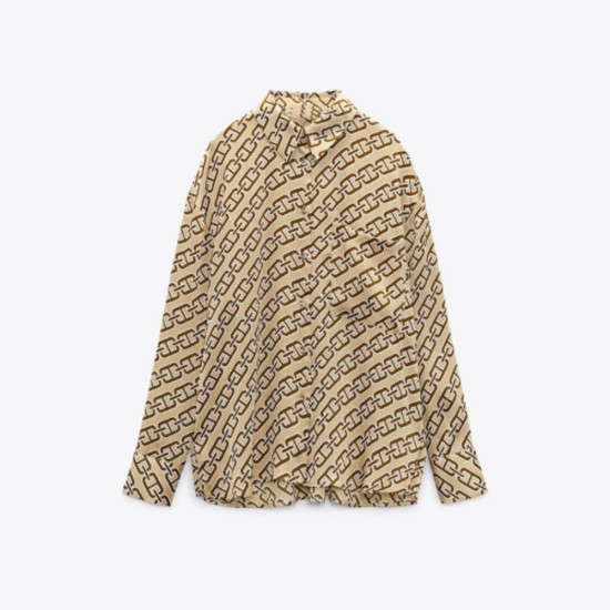 Katy Gold Chain Printed Long Sleeve Blouse Katy Gold Chain Printed Long Sleeve Blouse
