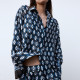 Esmay Blue Geometric Pattern Long Sleeve Blouse Esmay Blue Geometric Pattern Long Sleeve Blouse