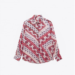 Jane Geometric Printed Lapel Printed Blouse