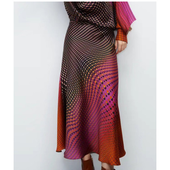 Marsala Retro Striped Midi Skirt Marsala Retro Striped Midi Skirt