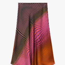 Marsala Retro Striped Midi Skirt