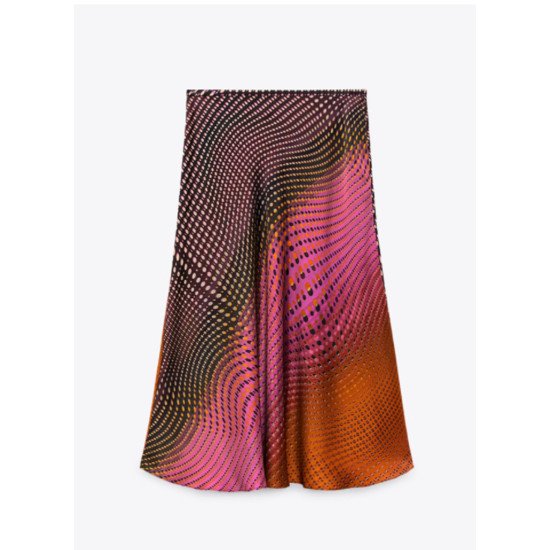 Marsala Retro Striped Midi Skirt