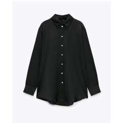 Hitomi Plain Silky Blouse - Jet Black