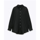 Hitomi Plain Silky Blouse - Jet Black