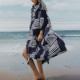 Hafsa Navy Blue Geometric Printed Long Sleeve Dress Hafsa Navy Blue Geometric Printed Long Sleeve Dress