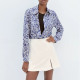Sarah Blue Floral Satin Long Sleeve Blouse Sarah Blue Floral Satin Long Sleeve Blouse
