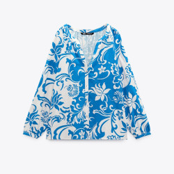 Hana Blue Summer Blend Floral Printed Shirt