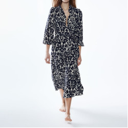 Becca Black Blue Belt Floral Maxi Dress