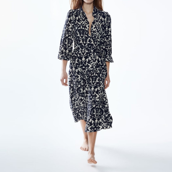 Becca Black Blue Belt Floral Maxi Dress