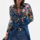 Gulya Floral Silk Lapel Long Sleeve Blouse Gulya Floral Silk Lapel Long Sleeve Blouse