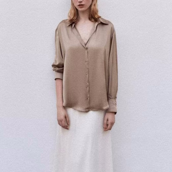 Cuddy Plain Soft Brown Long Sleeve Blouse Cuddy Plain Soft Brown Long Sleeve Blouse
