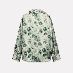 Naimah Green Floral Tie-Dye Long Sleeve Blouse