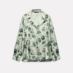Naimah Green Floral Tie-Dye Long Sleeve Blouse