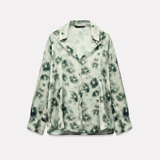 Naimah Green Floral Tie-Dye Long Sleeve Blouse Naimah Green Floral Tie-Dye Long Sleeve Blouse