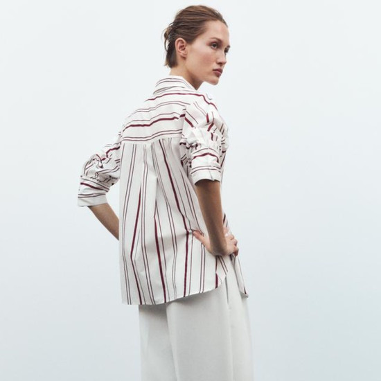 Tasya Red Stripe Poplin Long Sleeve Blouse Tasya Red Stripe Poplin Long Sleeve Blouse