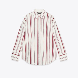 Tasya Red Stripe Poplin Long Sleeve Blouse