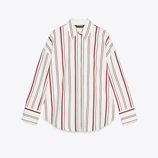 Tasya Red Stripe Poplin Long Sleeve Blouse Tasya Red Stripe Poplin Long Sleeve Blouse