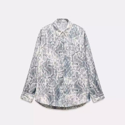 Cathy Grey Animal Skin Printed Design Long Sleeve Blouse