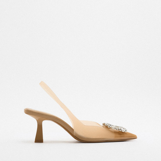 Marigold Beige Stilettos Women Shoes With Rhinestone Marigold Beige Stilettos Women Shoes With Rhinestone