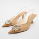 Marigold Beige Stilettos Women Shoes With Rhinestone Marigold Beige Stilettos Women Shoes With Rhinestone