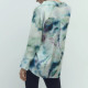 Leyna Tie-Dye Green V-neckline Collared Loose Long Sleeve Blouse Leyna Tie-Dye Green V-neckline Collared Loose Long Sleeve Blouse