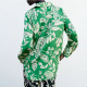 Dina Green Floral Collared Neckline Cuff Wrist Long Sleeve Blouse Dina Green Floral Collared Neckline Cuff Wrist Long Sleeve Blouse
