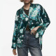 Adelia Green Floral Satin Collared Neckline Korean Silk Long Sleeve Cuff Wrist Blouse Adelia Green Floral Satin Collared Neckline Korean Silk Long Sleeve Cuff Wrist Blouse
