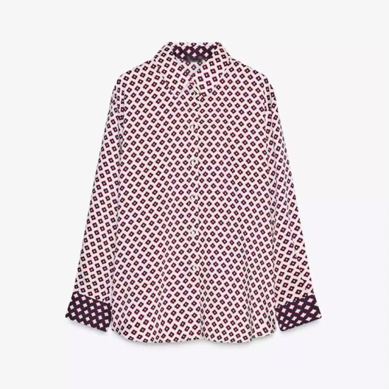 Najma Geometric Pink Long Sleeve Blouse