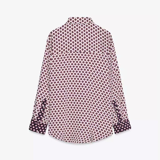 Najma Geometric Pink Long Sleeve Blouse