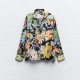 Priya Black Floral Jungle Satin Collared Long Sleeve Blouse Priya Black Floral Jungle Satin Collared Long Sleeve Blouse