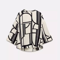 Maya Retro Black Loose Pullover Blouse