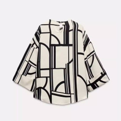 Maya Retro Black Loose Pullover Blouse