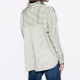 Candy Sage Green Stripe Cotton Summer Collared Neckline Lapel Loose Long Sleeve Blouse