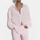 Zayna Soft Pink Checkered Long Sleeve Blouse