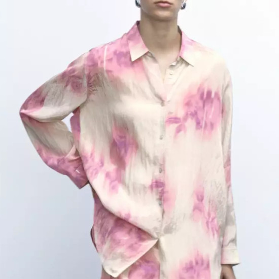 Grace Soft Pink Sakura Floral Long Sleeve Oversize Blouse Grace Soft Pink Sakura Floral Long Sleeve Oversize Blouse