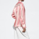 Leone Pink Stripe Silky Long Sleeve Blouse