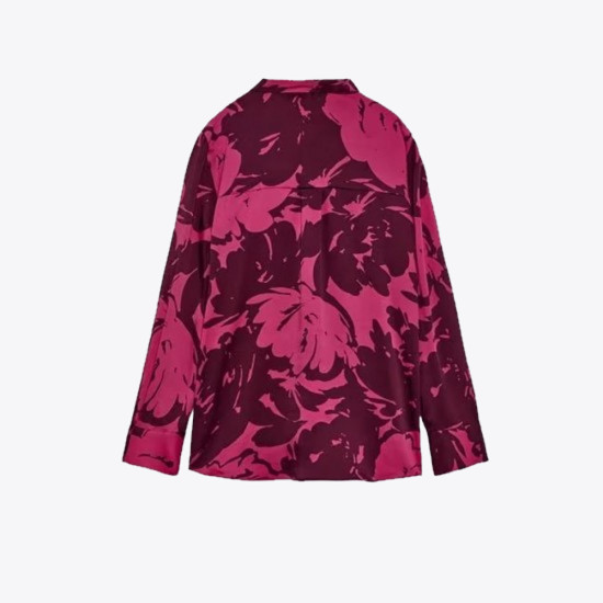 Calla Red Floral Design Long Sleeve Blouse Calla Red Floral Design Long Sleeve Blouse