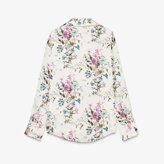 Irene Floral Silk Satin Long Sleeve Blouse Irene Floral Silk Satin Long Sleeve Blouse
