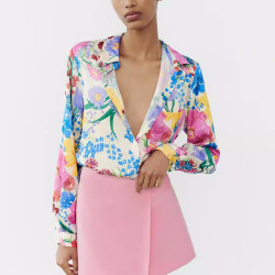Irene Floral Blouse Printed Long Sleeve Blouse