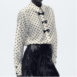 Naomi Bow-tie Polka-dot Off-white long sleeve blouse