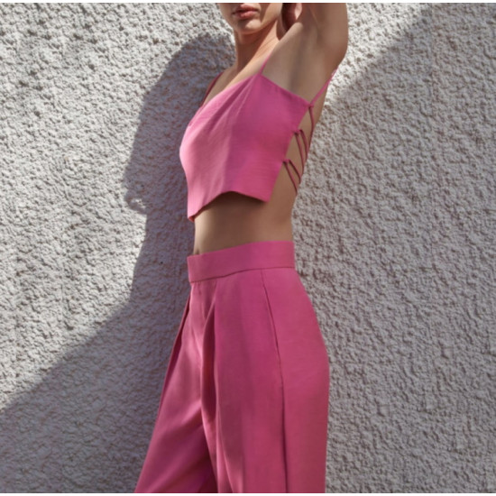Alex High-Waist Straight Cut Pink Pants Alex High-Waist Straight Cut Pink Pants